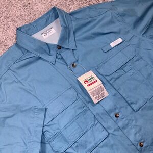 Gander Mountain Trophy Fishing Shirt Mens Short Sleeve Storm Blue 2XL NEW